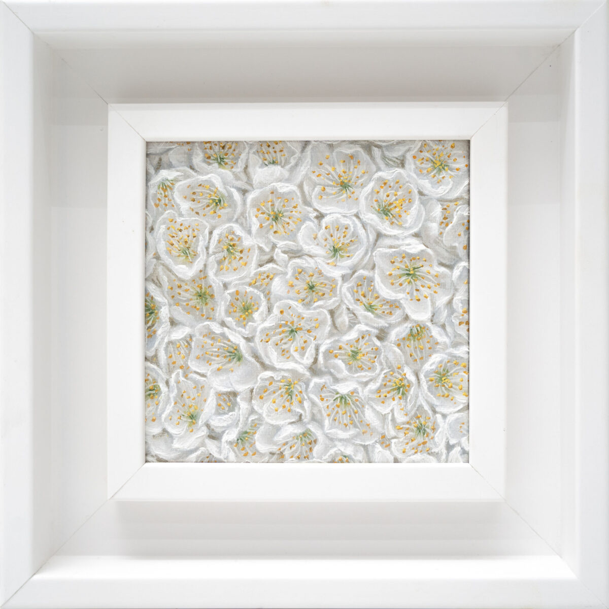 Cherry blossom oil painting 10x10cm small framed artwork