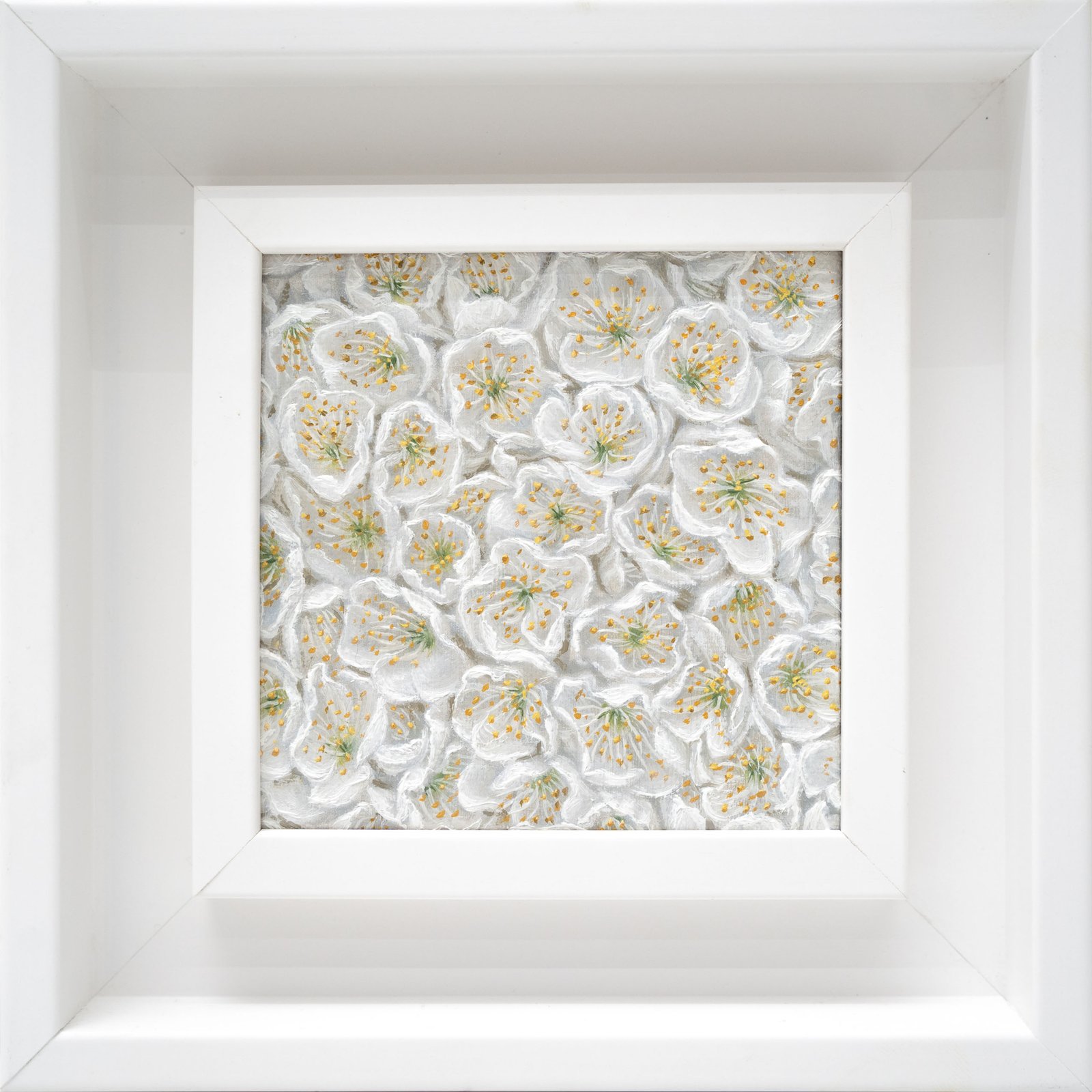 Cherry blossom oil painting 10x10cm small framed artwork