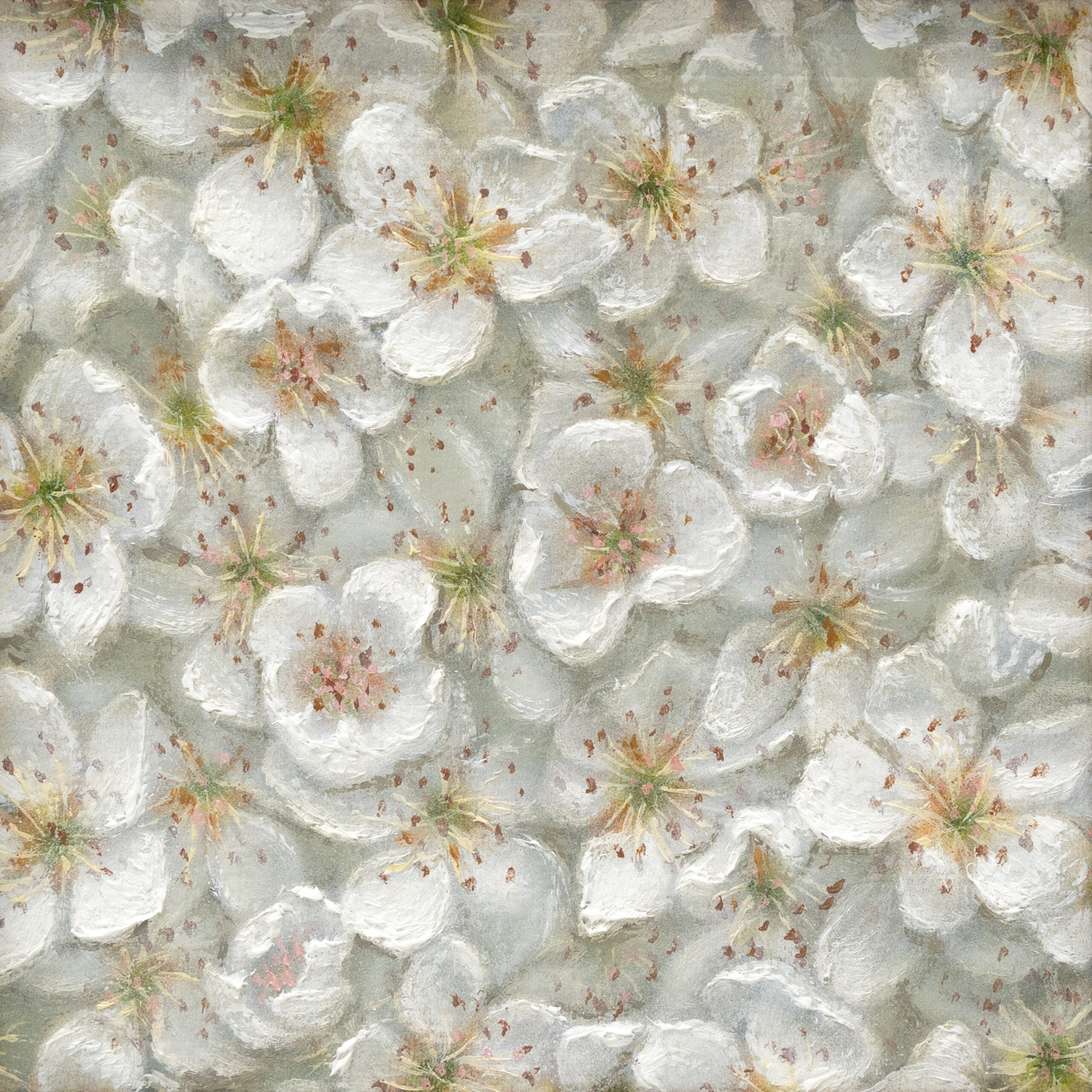 Quince Blossom 10x10cm, Oil Painting - Image 2