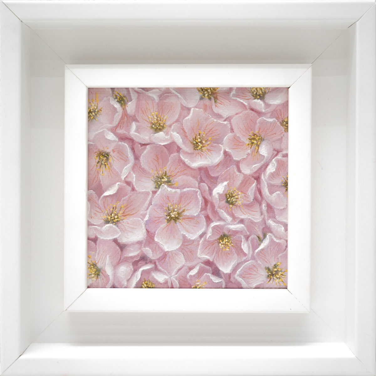 Quince Blossom oil painting 10x10cm, original small format floral artwork, The Garden of the Theotokos Series