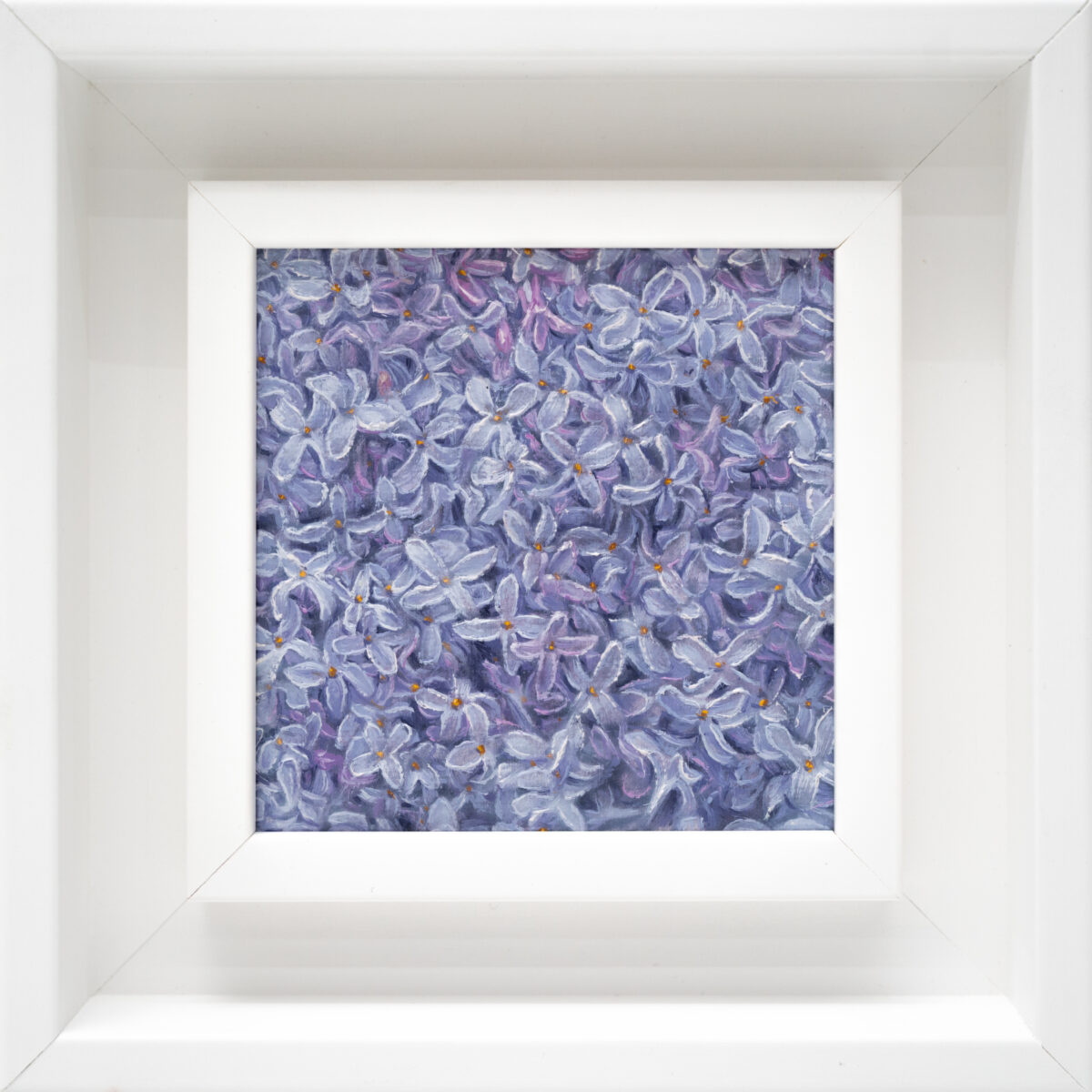 Blue Lilac oil painting 10x10cm, original small format floral artwork, The Garden of the Theotokos Series