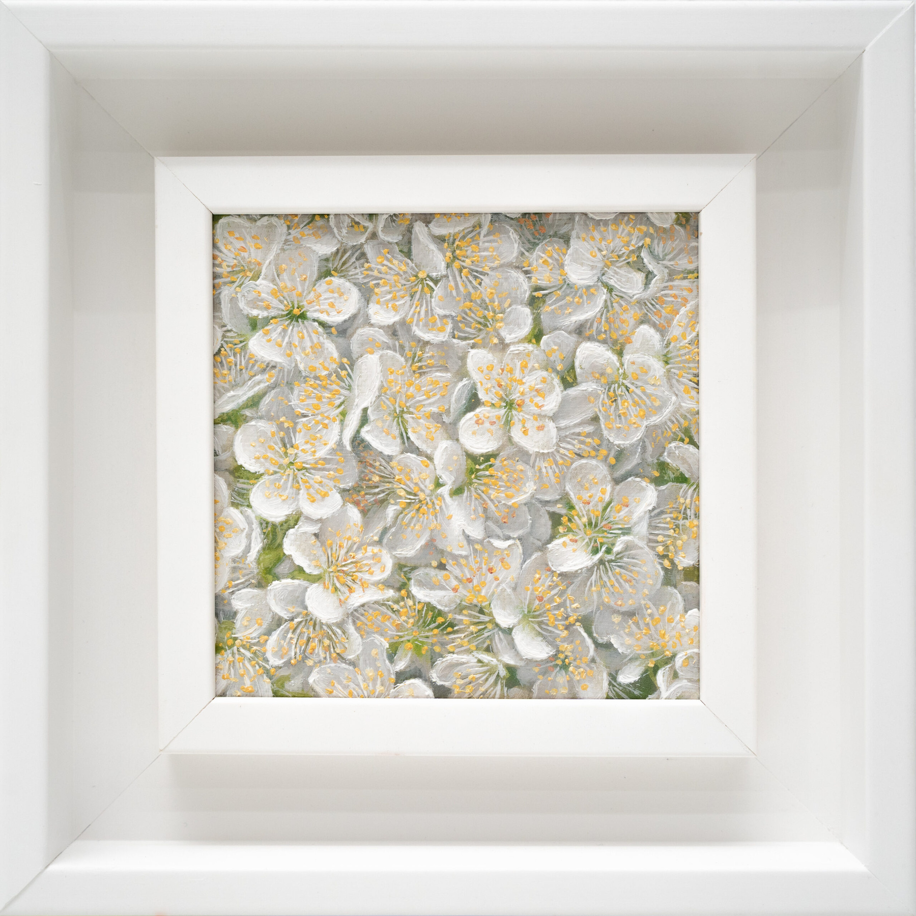 Pear Blossom oil painting 10x10cm, original small format floral artwork, The Garden of the Theotokos Series