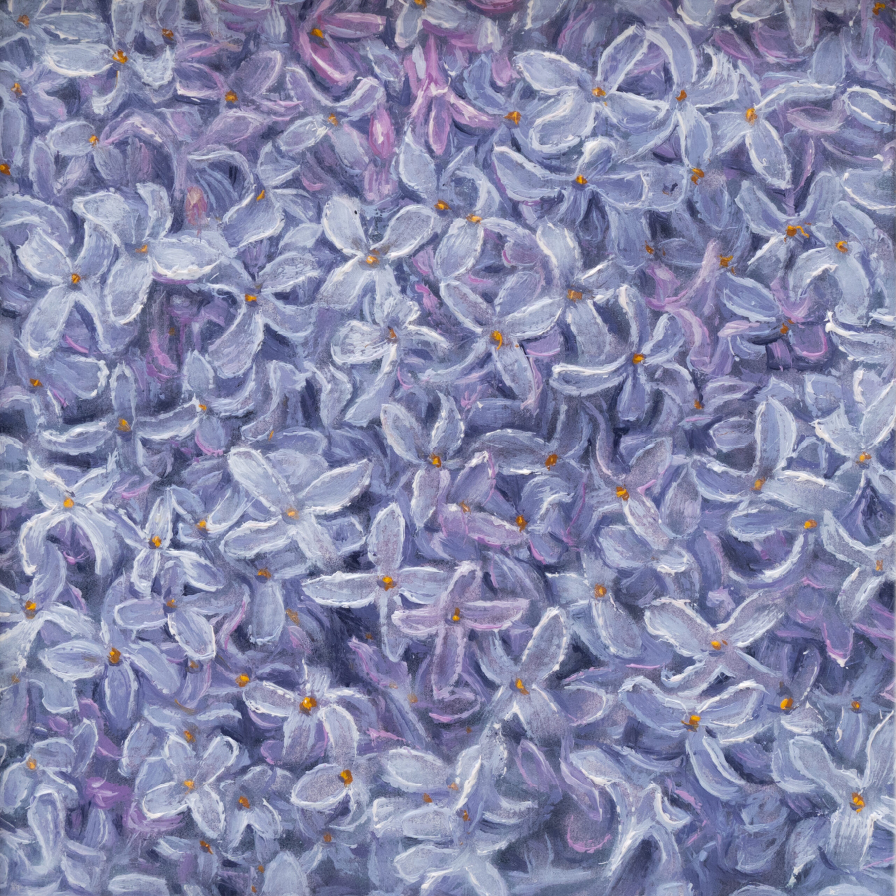 Blue Lilac 10x10cm, Oil Painting - immagine 3
